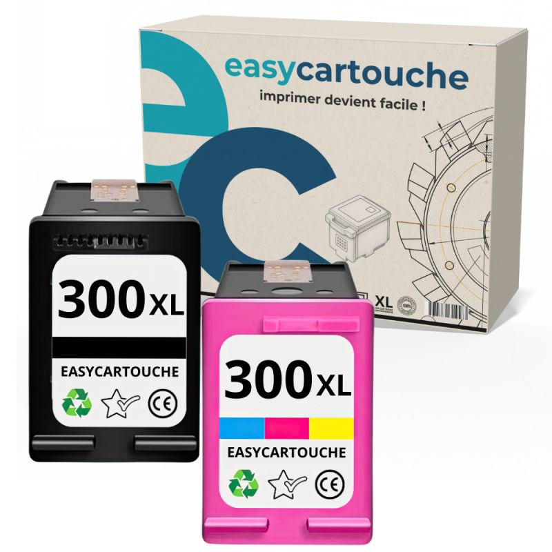 Pack de 2 cartuchos compatibles HP 300XL negro et couleur Pack de 2 cartuchos compatibles HP 300XL negro et couleur